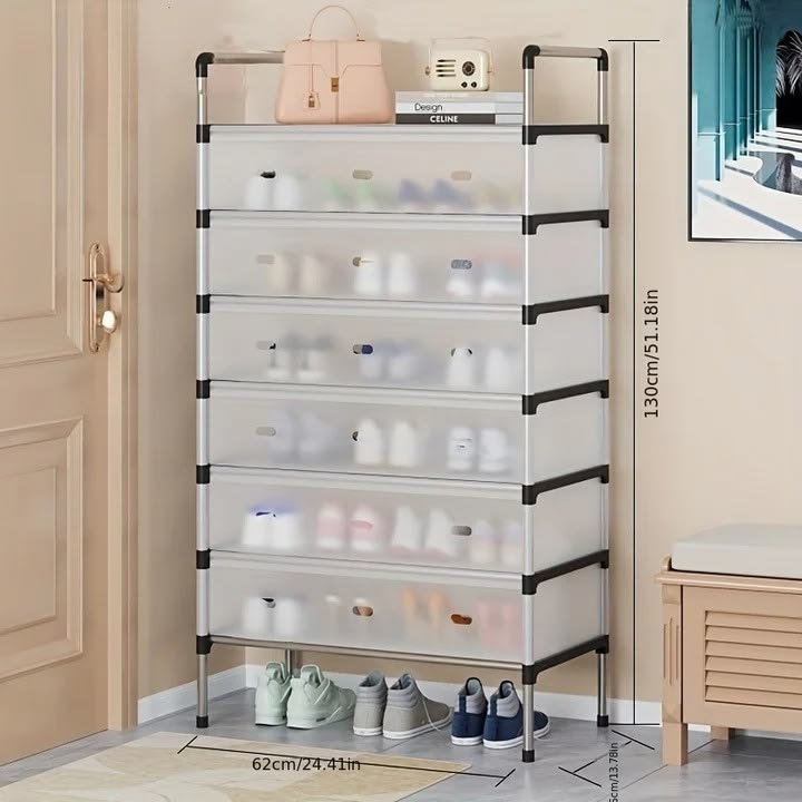 ✨Dustproof 6-Layer Shoe Rack – Sleek, Stylish & Trendy👟🧺✨