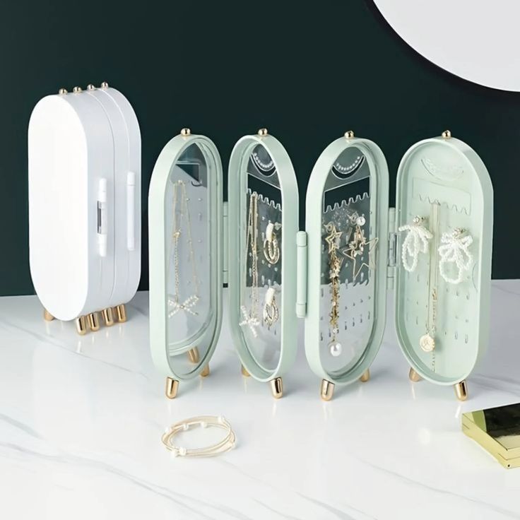 🌟✨ Elegant Foldable Jewelry Organizer with Mirror 💎 | Luxe Travel & Home Storage
