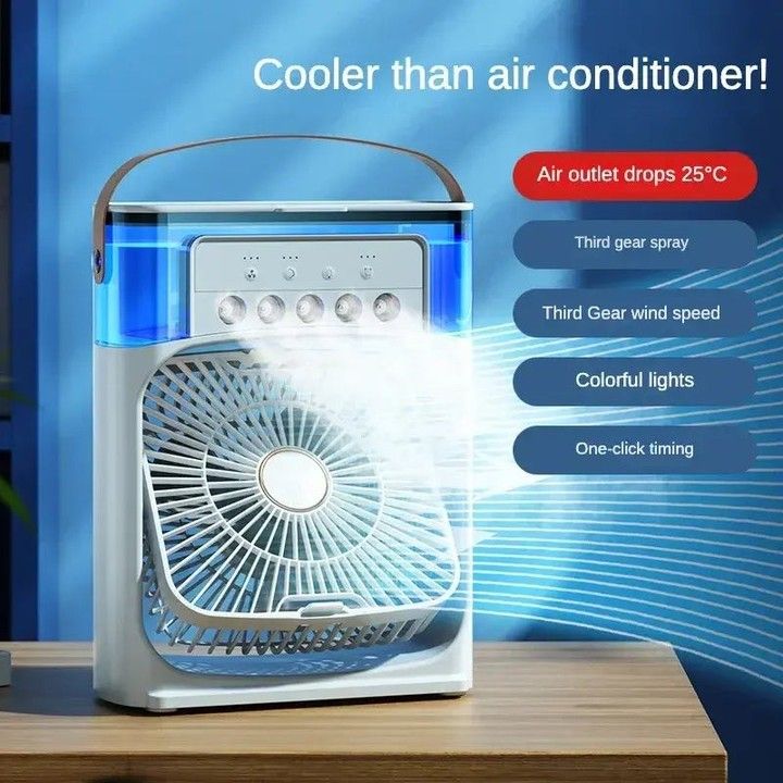 ✨ Compact 5-in-1 Air Cooler ❄️💨 – Ice Tray & LED Magic 🌟