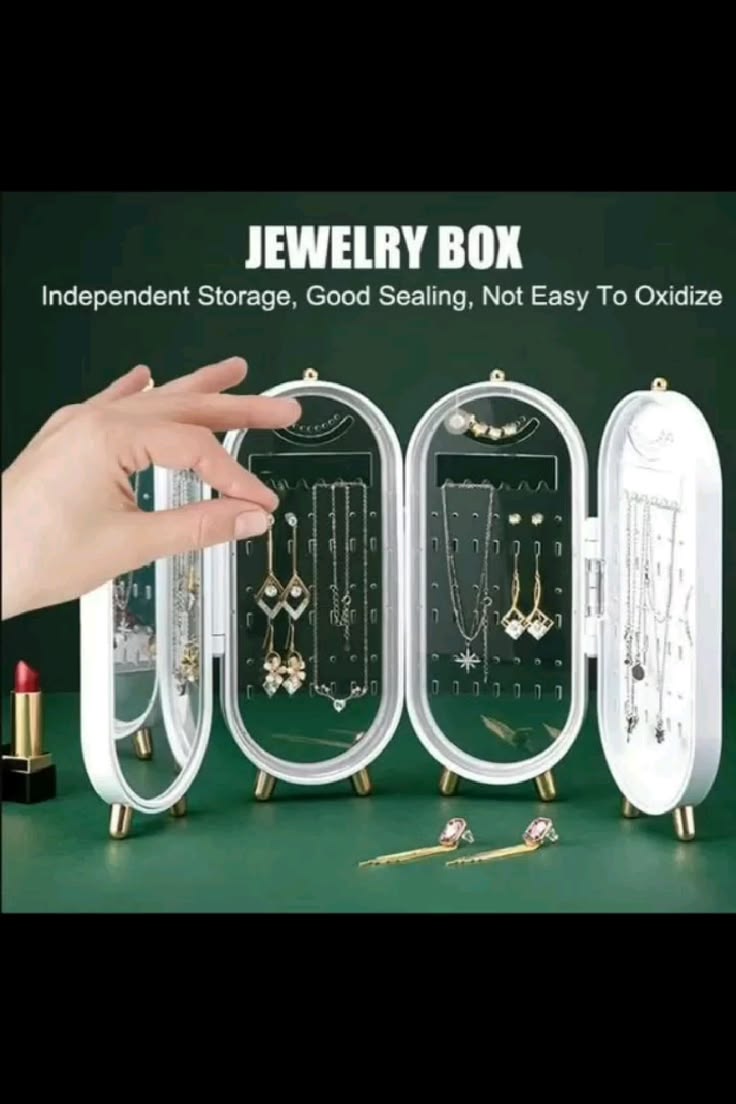 🌟✨ Elegant Foldable Jewelry Organizer with Mirror 💎 | Luxe Travel & Home Storage