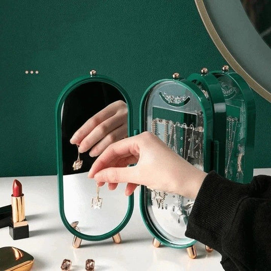 🌟✨ Elegant Foldable Jewelry Organizer with Mirror 💎 | Luxe Travel & Home Storage